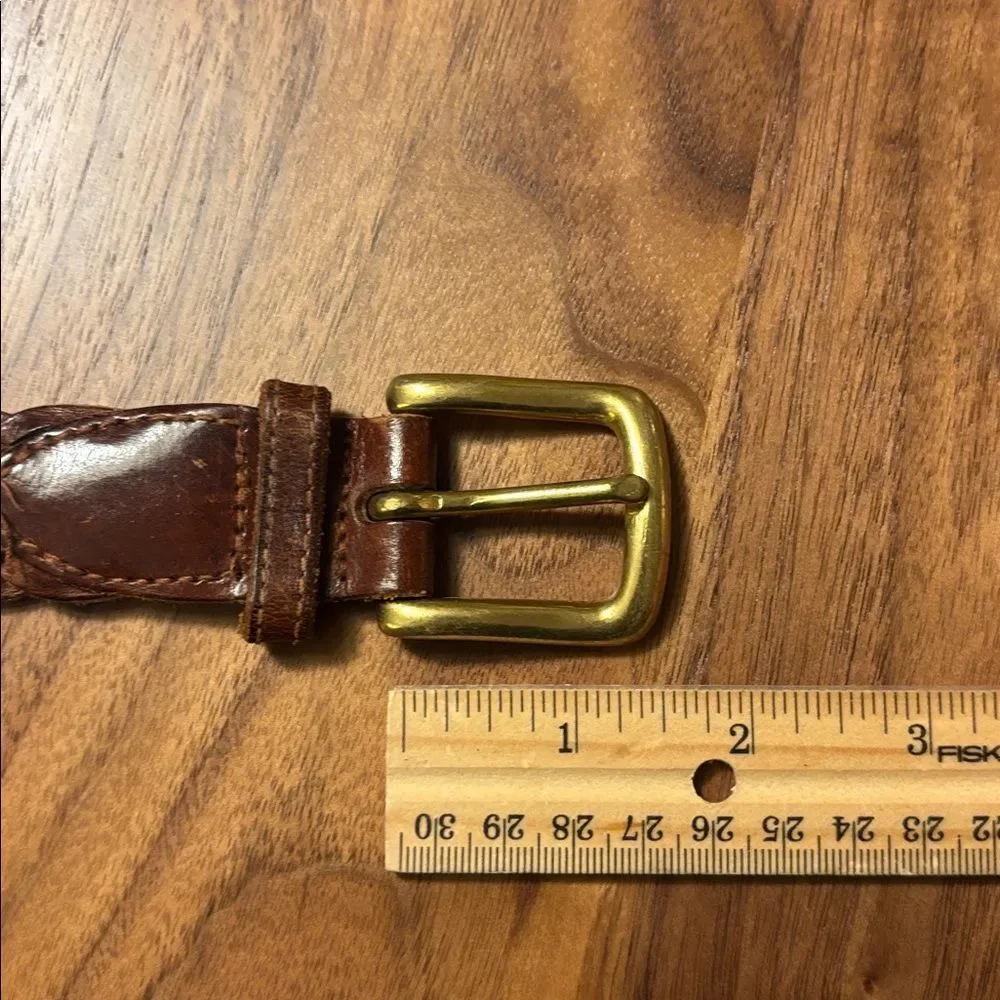 Vintage Gap Braided Leather Belt with Brass Buckle - XL